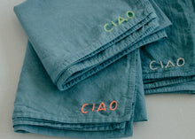 Load image into Gallery viewer, Hand embroidered organic cotton bandana -  CIAO