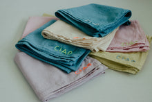 Load image into Gallery viewer, Hand embroidered organic cotton bandana -  CIAO