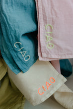 Load image into Gallery viewer, Hand embroidered organic cotton bandana -  CIAO