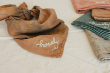 Load image into Gallery viewer, Hand embroidered organic cotton bandana -  Howdy
