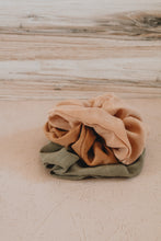 Load image into Gallery viewer, Plant Dyed Silk Scrunchies - Eco friendly gift: plastic free ties