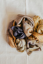 Load image into Gallery viewer, Bundle Dyed Silk scarves - Eco printed with natural dyes