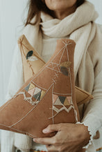 Load image into Gallery viewer, Plant dyed Hand embroidered teepee cushion - Nursery decor