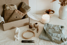 Load image into Gallery viewer, Hand embroidered, plant dyed tote bag