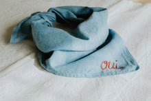 Load image into Gallery viewer, Hand embroidered plant dyed organic cotton bandana - Oui bandanas
