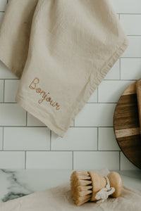 Hand embroidered Hand dyed Organic cotton Kitchen Towel 