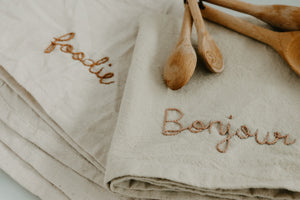 Hand embroidered Hand dyed Organic cotton Kitchen Towel 