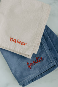 Hand embroidered Hand dyed Organic cotton Kitchen Towel 