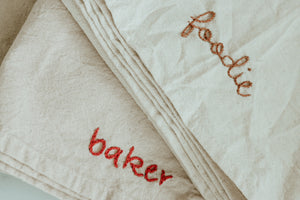 Hand embroidered Hand dyed Organic cotton Kitchen Towel 