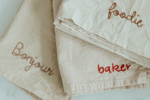 Hand embroidered Hand dyed Organic cotton Kitchen Towel 