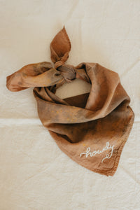 Hand embroidered organic cotton bandana -  Howdy