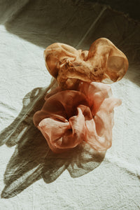 Plant dyed silk organza Scrunchy