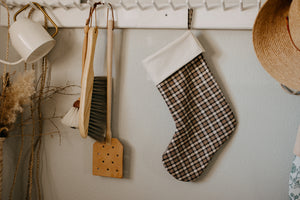 retro Christmas sock- Hand embroidered Personalized Handmade Christmas stocking