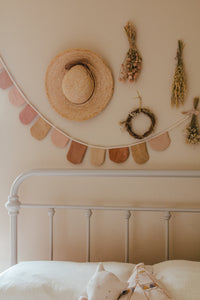 Naturally dyed rounded Bunting flags - Earthy, gender neutral flags