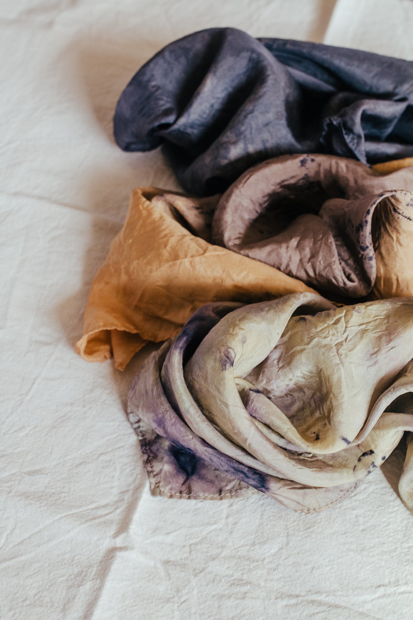 Bundle Dyed Silk scarves - Eco printed with natural dyes – Eloise
