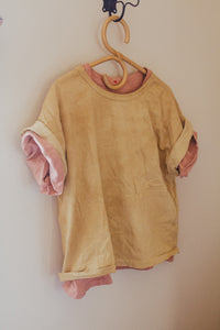 Plant dyed Distressed T shirt - Organic Cotton - Earthy tones