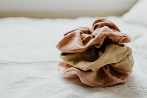 Plant dyed oversized Linen Scrunchies - 3 pack set