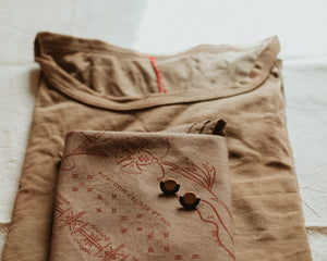 Plant dyed Distressed T shirt - Organic Cotton - Earthy tones