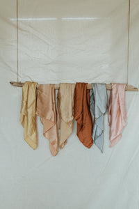 Naturally dyed charmeuse silk scarf