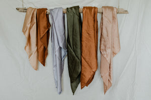 Naturally dyed charmeuse silk scarf