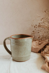 Hand thrown Stoneware small Pitcher with handle - Minimal Pottery Earthy tableware