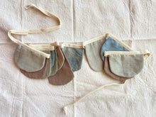 Load image into Gallery viewer, Naturally dyed rounded Bunting flags - Earthy, gender neutral flags
