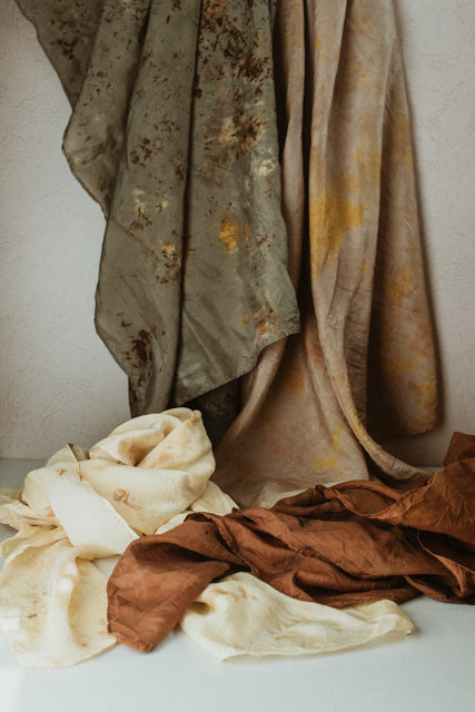 Bundle Dyed Silk scarves - Eco printed with natural dyes – Eloise