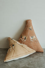 Load image into Gallery viewer, Plant dyed Hand embroidered teepee cushion - Nursery decor
