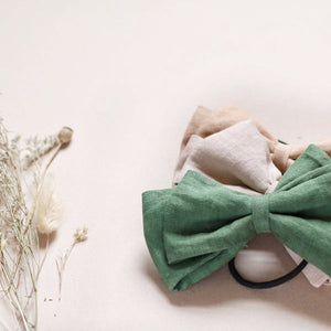 Organic Linen Bows, Neutral and Naturally Dyed