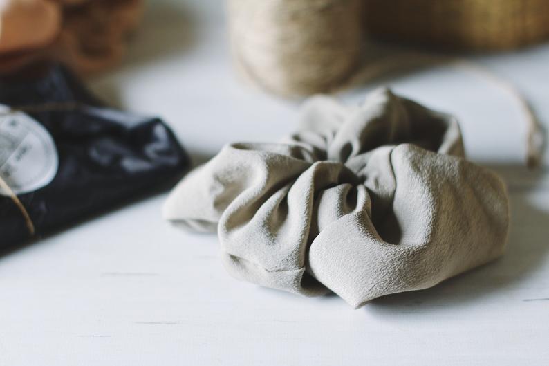 Plastic free silk scrunchy - Naturally dyed by hand XL Scrunchies