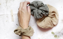 Load image into Gallery viewer, Plastic Free Cotton Scrunchy &amp; Naturally Dyed Cotton Mask Set 
