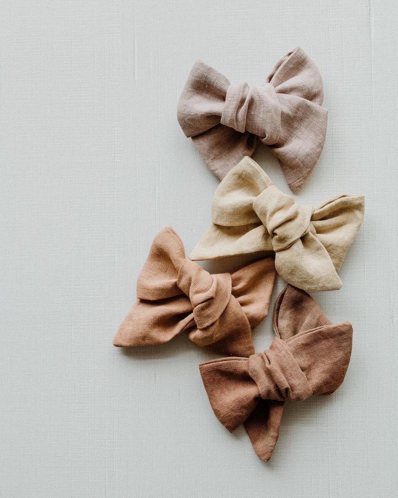 Naturally Dyed Linen Hair Bows Everyday: The Margot